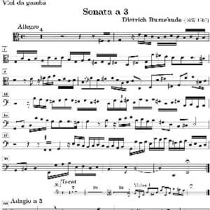 小提琴谱 | Sonata No.3 第三号小提琴奏鸣曲 Viola da Gamba分谱 布克斯特胡德