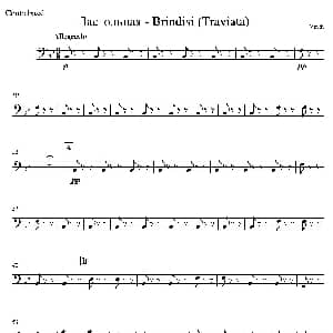 小提琴谱 | 饮酒歌 管弦乐队低音提琴分谱 意 威尔第