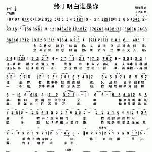 终于明白谁是你_通俗唱法乐谱_词曲:滕海英 王光兴