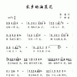 家乡的油菜花_儿歌乐谱_词曲:张雁 徐健