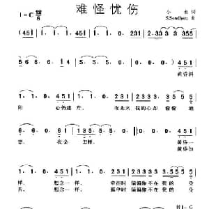 难怪忧伤_通俗唱法乐谱_词曲:小虫 S Sondhem