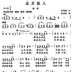 北方佳人_民歌简谱_词曲:刘志威 张世民