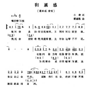 归属感_通俗唱法乐谱_词曲:小寒 蔡健雅