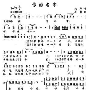 你的名字_民歌简谱_词曲:施翔 蔚鸫