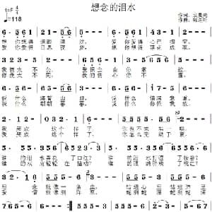 想念的泪水_通俗唱法乐谱_词曲:袁晨光 郑连叶
