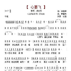 心要飞_歌曲简谱_词曲:宋晓明 常馨内