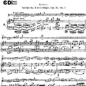 小提琴谱 | Violin Sonata No.8 in G Major Op.30 No.3 小提琴 钢琴伴奏