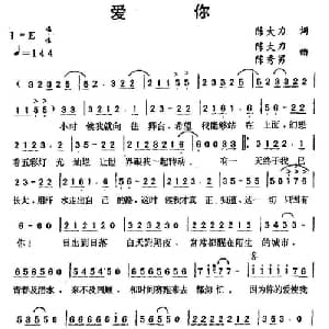 爱你_通俗唱法乐谱_词曲:陈大力 陈大力 陈秀男