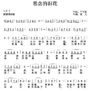思念的泪花_通俗唱法乐谱_词曲:于王奇 尤凡