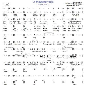 A Thousand Years_歌曲简谱_词曲:Christina Perri David Hodges