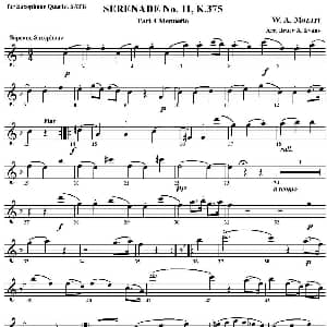 萨克斯谱 | SERENADE No.11 K.375 Part 4 Menuetto 四重奏 高音萨克斯分谱