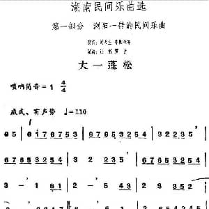 大一蓬松 湖南民间乐曲选 洪滔 贾古记谱
