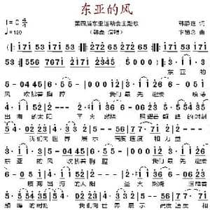 东亚的风_歌谱投稿_词曲:韩静霆 卞留念