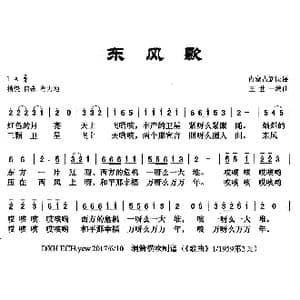 东风歌_歌曲简谱_词曲:内蒙古新民谣 王世一编曲