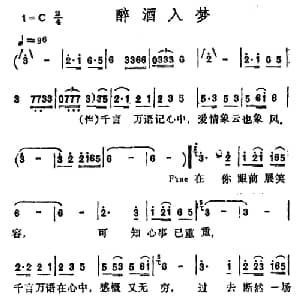 醉酒入梦_通俗唱法乐谱