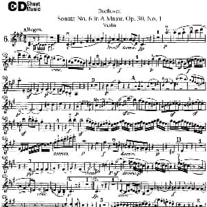 小提琴谱 | Violin Sonata No.6 in A Major Op.30 No.1