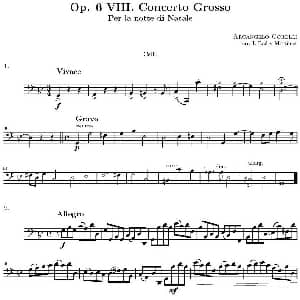 Op.6 VIII. Concerto Grosso 大协奏曲 四重奏大提琴分谱 柯瑞里