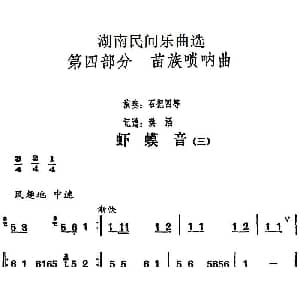 虾蟆音 三 湖南民间乐曲选 洪滔记谱