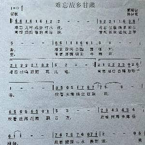 难忘故乡甘肃_歌谱投稿_词曲:陈田贵 戴海霞