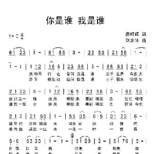 你是谁 我是谁_通俗唱法乐谱_词曲:唐明辉 刘北休