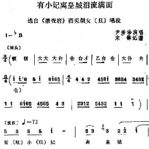 四股弦 有小妃离皇城泪流满面 选自 清查府 西羌胡女唱段 尹秀珍 宋锋记谱