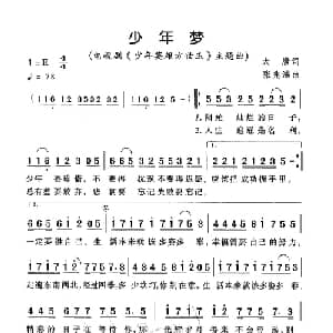 少年梦_通俗唱法乐谱_词曲:大唐 张兆鸿