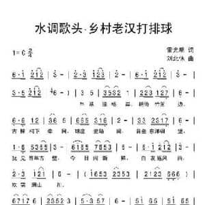 水调歌头 乡村老汉打排球_民歌简谱_词曲:雷光明 刘北休