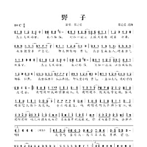 野子_通俗唱法乐谱_词曲:苏运莹 苏运莹