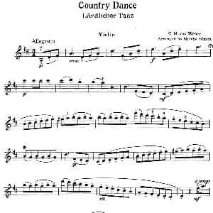小提琴谱 | Country Dance C.M. von Weber曲 Mischa Elman改编