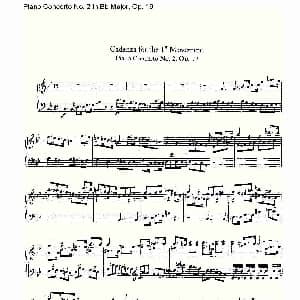 Bb大调钢琴第二协奏曲 Op. 19 华彩乐章 钢琴谱