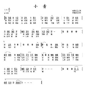 小青_通俗唱法乐谱_词曲:王小雅 张志良
