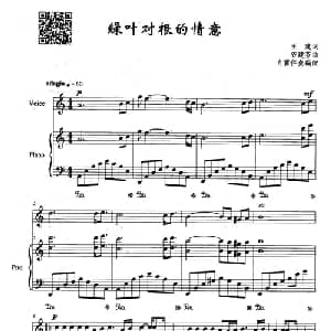 绿叶对根的情意_通俗唱法乐谱_词曲:王建 谷建芬