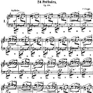 肖邦 24首钢琴前奏曲 Op.28 No.1 C大调 钢琴谱 肖邦