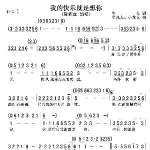 我的快乐就是想你01,02_歌曲简谱_词曲:牛人 平凡,小龙女