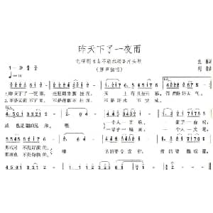 昨天下了一夜雨_通俗唱法乐谱_词曲:张藜 刘青