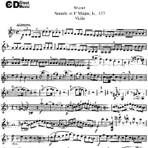 小提琴谱 | Violin Sonata in F Major K.377
