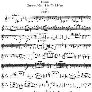 小提琴谱 | Mozart Quartet No.11 in Eb Major,K.171 Violin 1分谱