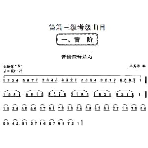 笛箫三级考级曲目 音阶琶音练习 王其书编曲