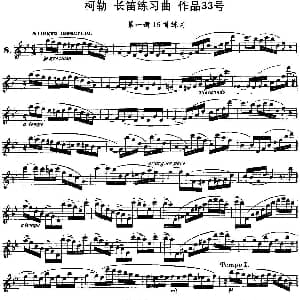 长笛曲谱 | 柯勒长笛练习曲作品33号 第一册 8 埃内斯托 柯勒 ERNESTO KOEHLER