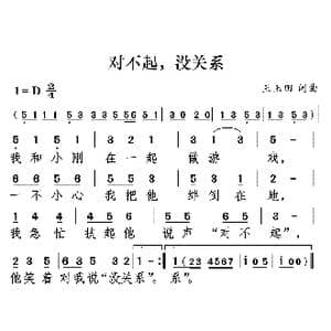 对不起没关系_歌曲简谱_词曲:王玉田 王玉田