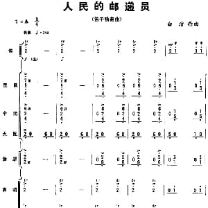 笛子谱 | 人民的邮递员 笛子独奏 乐队伴奏曲总谱 白洁