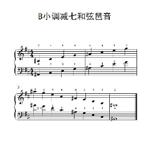 B小调减七和弦琶音 钢琴谱