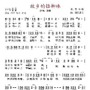 故乡的怪柳林_歌谱投稿_词曲:王中新 泽旺多吉