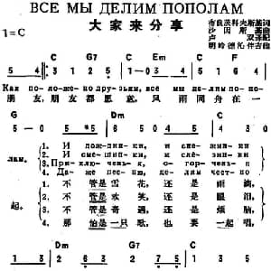 大家来分享 前苏联 _外国歌谱_词曲:布良茨基作词 卢双译配 沙因斯基