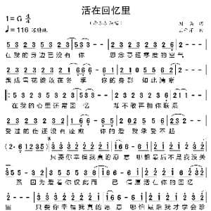 活在回忆里_歌曲简谱_词曲:周兵 王平萍