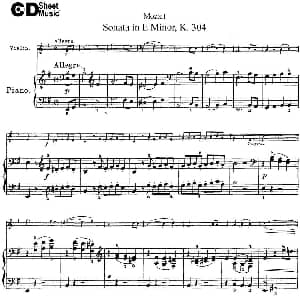 小提琴谱 | Violin Sonata in E Minor K.304 小提琴 钢琴伴奏