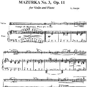 小提琴谱 | 伊萨伊作品集 Mazurka No.3 Op.11 小提琴 钢琴伴奏 伊萨伊