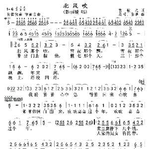 北风吹 彭丽媛版 _歌曲简谱_词曲:贺敬之 马可 张鲁