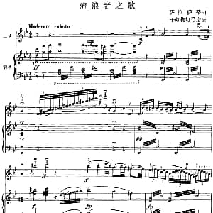 二胡谱 | 流浪者之歌 二胡 钢琴伴奏 萨拉萨蒂曲 丁红梅订弓指法