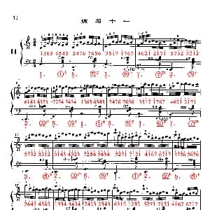 手风琴谱 | 哈农 手风琴手指练习 之十一 五线谱 简谱